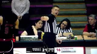 Technical foul on Nicholls' Byron Ireland vs. Incarnate Word