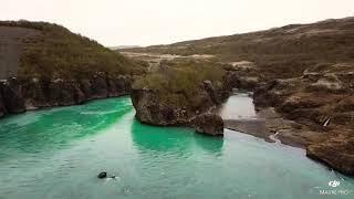 Drone over Icelandic river - BEAUTIFUL