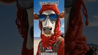Desert Cow Quest: Red Knitted Motorcycle Helmet Adventure #shorts #movie #cgi