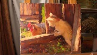 Охотник. The little hunter. Alla Prima. Process of creating oil painting from Oleg Buiko.