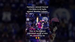 Yashasvi Jaiswal 124 runs #cricketshorts  #mivsrr #rr