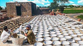 How Potters Make Traditional Earthenware Pottery, Terracotta Pottery Painting and Glazing Process