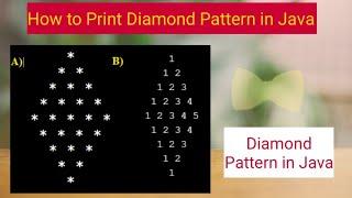 How to print Diamond pattern in Java | Diamond pattern in java | Pattern Programs in Java | Java