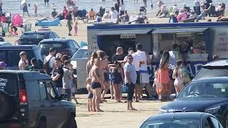 Ainsdale Beach crowds - 30 May 2021