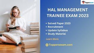 HAL MANAGEMENT TRAINEE Solved Paper 2023, Salary, Recruitment, Update Syllabus, Exam Pattern