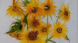 how to paint sunflower 한국화 해바라기