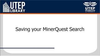 Saving your MinerQuest Search