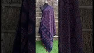 Handbook printed ajrakh cotton dupatta