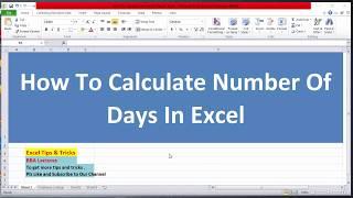 How To Calculate Number Of Days In Excel