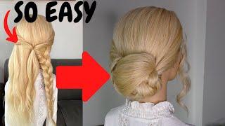 How to do EASY low chignon hairstyle - chignon hair tutorial