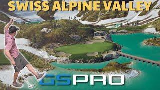 This Fantasy Golf Course is Mind Blowing!!! Swiss Alpine Valley on GSPro Golf Simulator Software