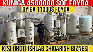 KUNIGA 350$ OYIGA 11000$ FOYDA.KISLOROD ISHLAB CHIQARISH STANOGI SOTILADI.SEZONSIZ BIZNES