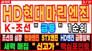 HD현대마린엔진조선의 심장 한화엔진 STX엔진 HD현대마린엔진 급등 세력 매집  "신고가" 핵심포인트  조선주 조선관련주 주가 주가전망 목표가 삼식이