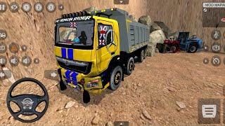 Heavy Construction Road Tipper Truck driving l