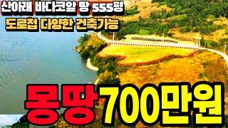 도로접한 바다 코앞 땅 555평이 단돈 700만원~~산과 바다가 만나는 그림같은 경치~