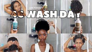 4C NATURAL HAIR LOW  POROSITY WASH DAY ROUTINE | DETAILED | USING A NIGERIAN BRAND