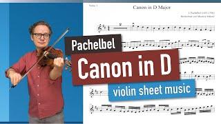 Pachelbel Canon in D Major | Violin 1 ONLY | Violin Sheet Music | Playalong, Piano Accompaniment