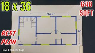 650 SQFT BEST PLAN  18*36 House Plan 18x36 घर का नक्शा  18 by 36 MAKAN KA NAKSHA ENGINEER SUJIT