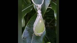 Yellow-green prehnite pendant, handcrafted in sterling silver.