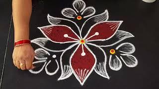 simple and easy lotus kolam 3*2dots small beautiful rangoli design daily muggulu