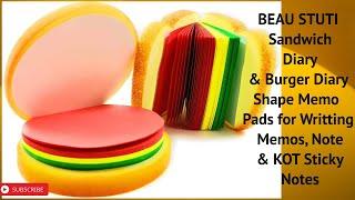 BEAU STUTI Sandwich Diary & Burger Diary Shape Memo Pads for Writting Memos, Note & KOT Sticky Notes