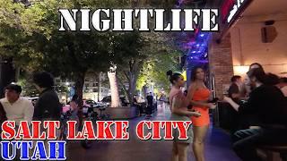 Salt Lake City - Saturday Nightlife - Utah - 4K Walking Tour