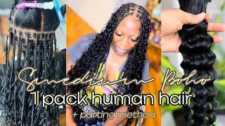 Smedium Boho Tutorial using 1 pack of Human Hair + PARTING METHOD + Tips