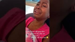 7 yr old little girl gets her ears pierced 