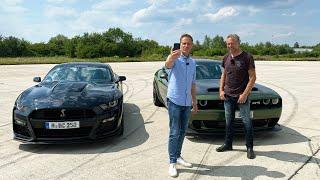 Duell der Doppel-Whopper - Dodge Challenger SRT Hellcat Redeye, Ford Mustang Shelby GT 500 I GRIP