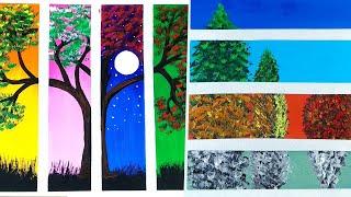 Set of 2 Scenery Paints /4 Seasons Tree /Cherry Blossom Tree / 4 Seasons Acrylic Painting /Landscape