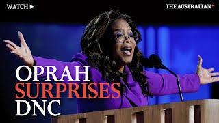 Oprah Winfrey surprises DNC with fiery speech