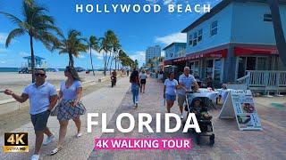 [4K] HOLLYWOOD BEACH Walking Tour ️ "Strolling the Serene Shores of Hollywood Beach, Florida"️🩴