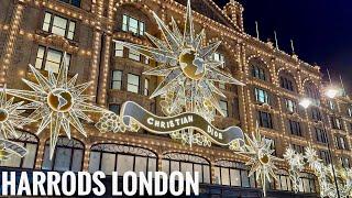 London Christmas Lights Windows Shopping Harrods & Harvey Nichols | London Walk 2022 [4K HDR]