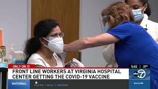 Virginia Hospital Center front line workers receiving the COVID vaccine