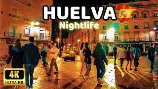 [4K] HUELVA - Relaxing Midnight City Walking Tour - Andalucía, Spain