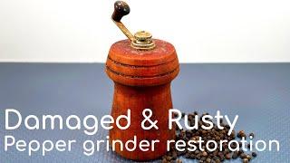 Damaged & Rusty Pepper grinder restoration (pepper mill)