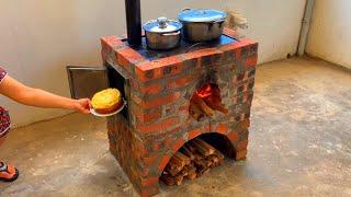 Three in one wood stove / Creative ideas from cement and brick