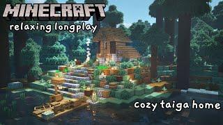 Minecraft Relaxing Longplay - Building a Cozy Taiga Spruce Home on the River (No Commentary) [1.17]