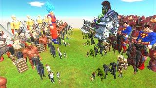 HUMAN HEROES WAR - SUPERHEROES TEAM vs HUMAN TEAM - Animal Revolt Battle Simulator