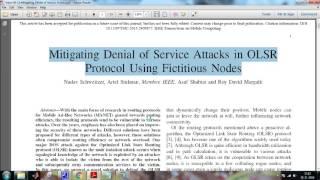 Mitigating Denial of Service Attacks in OLSR Protocol Using Fictitious Nodes