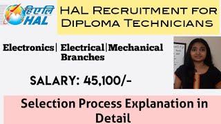 HAL Recruitment of Diploma Technicians|Salary 45,100| Electronics| Electrical| Mechanical Branches