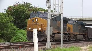 A Southbound Tri-Rail Train And CSX Freight Train M453-31 By Ocean Ave Boynton Beach 9-1-24