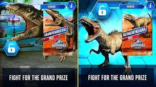 BATTLE UNLOCKED GIGANOTOSAURUS VS METRIACANTHOSAURUS | JURASSIC WORLD THE GAME