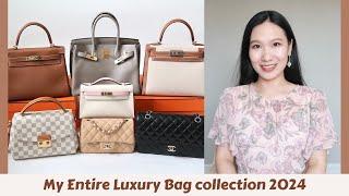 MY ENTIRE LUXURY BAG COLLECTION 2024 & MOD SHOTS: HERMES, CHANEL, LOUIS VUITTON 