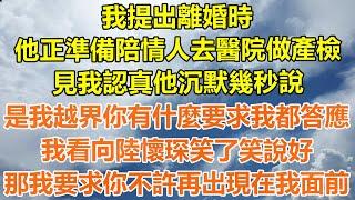 （完結爽文）我提出離婚時，他正準備陪情人去醫院做產檢，見我認真他沉默幾秒說，是我越界你有什麼要求我都答應，我看向陸懷琛笑了笑說好，那我要求你不許再出現在我面前！#情感#幸福#出軌#家產#白月光#老人