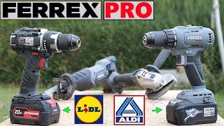 ALDI FERREX PRO BRUSHLESS 60NM Bohrschrauber + Winkelschleifer + Säbelsäge +VS PARKSIDE PERFORMANCE