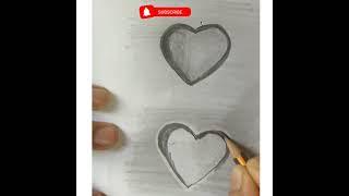 How to Draw Easy 3D Heart Water Drops | Pencil Drawing #Shortsng