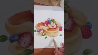 Drawing souffle with colored pencils, 색연필로 수플레 팬케이크 그리기, #shorts