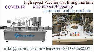 high speed glass bottle vaccine vial liquid filling,plug stoppering and aluminum sealing machine