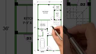 18x36 house plan|2bhk plan #housedesign #house #homedesign #home #shorts